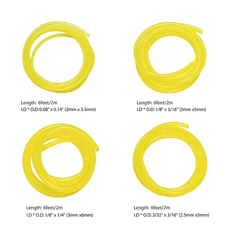 

4 Size Petrol Fuel Line Hose Tube For Common 2 Cycle Small Engine & Chainsaw New