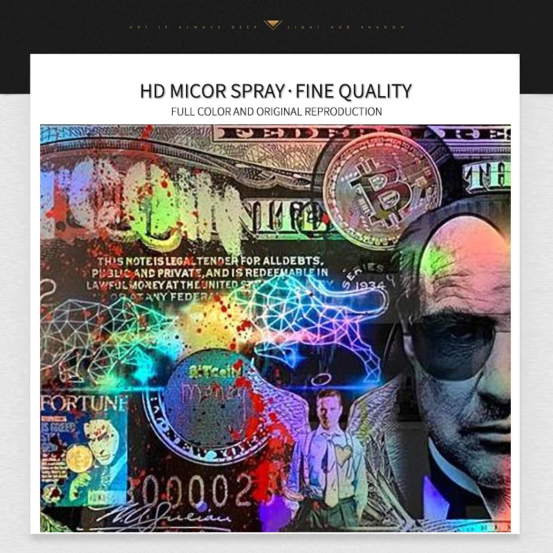 Картина на холсте с изображением крестного отца биткоина |