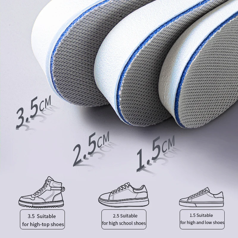 Memory Foam Invisiable Height Increase Insoles for Men Women Cropable Size Breathable Orthopedic Insoles Shock Absorption Pads