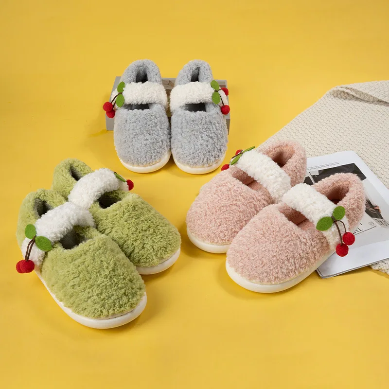 Women Slippers Winter Home Soft Slippers Women Cotton Shoes Plush Indoor Outdoor Shoes For Women Men Couple Warm Fur Slippers