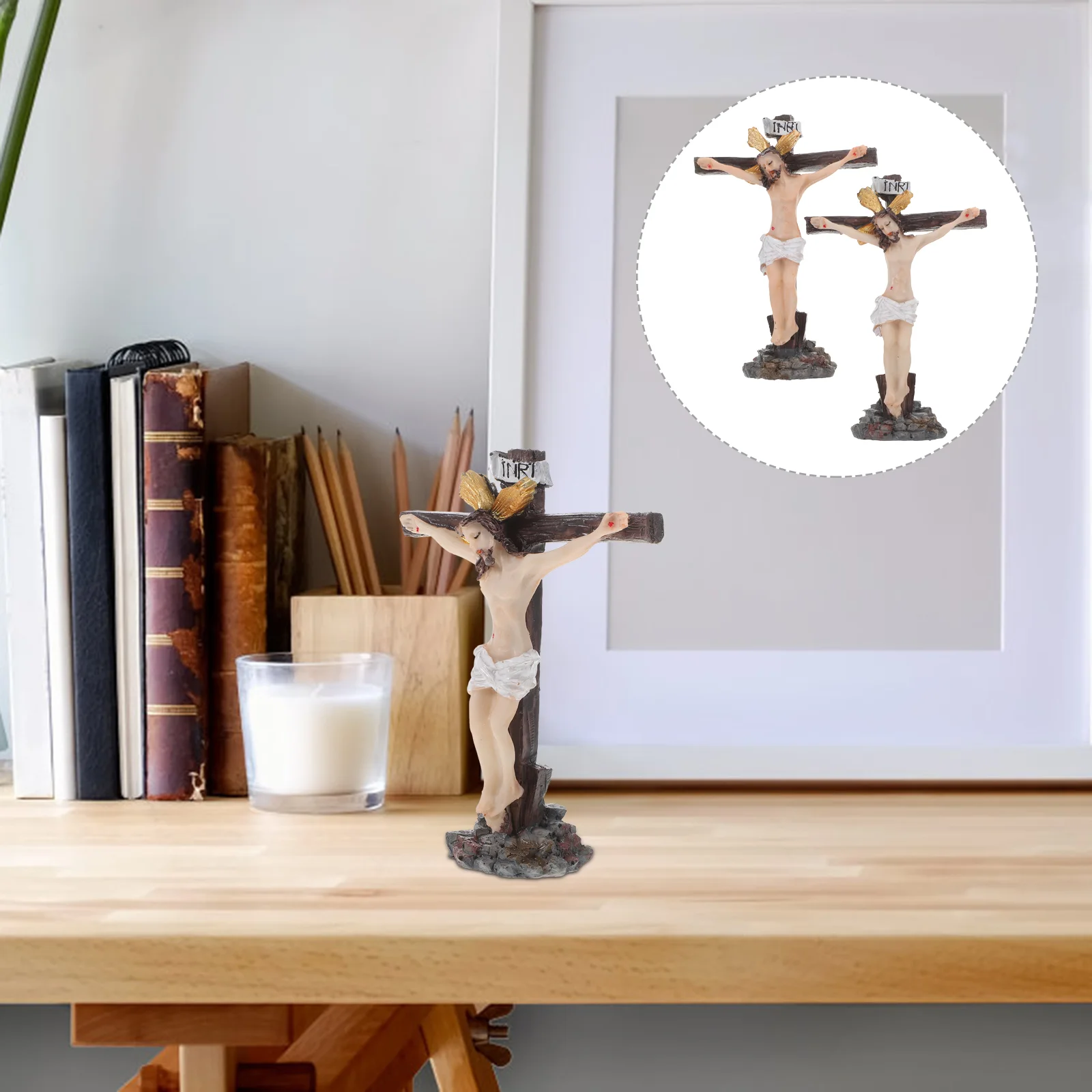 

2pcs Jesus Carry Cross Statue Church Decorations Western Statue Christian Gifts