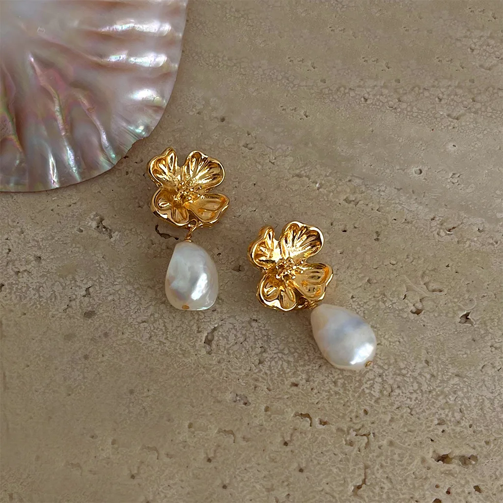 Подлинные Искусственные Позолоченные цветы барокко Висячие жемчужины ювелирные