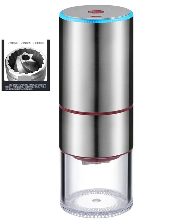 

2022 newly design USB recharge coffee grinder adjustable stainless steel coffee grinder with portable electric coffee grinder
