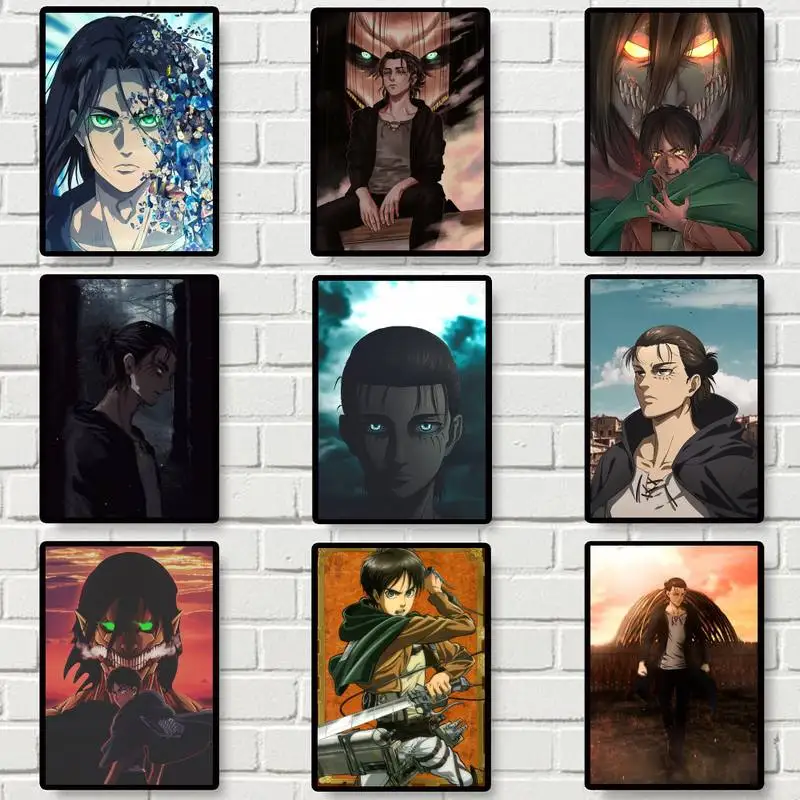 

Attack On Titan Eren Yeager Anime POSTER Posters Prints Wall Pictures Living Room Home Decoration
