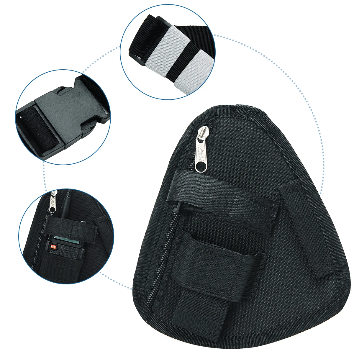 QVXN-Bolsa táctica portátil  walkie-talkie con sistema MOLLE,nailon de 1000D para interfono portátil, para caza o acampad