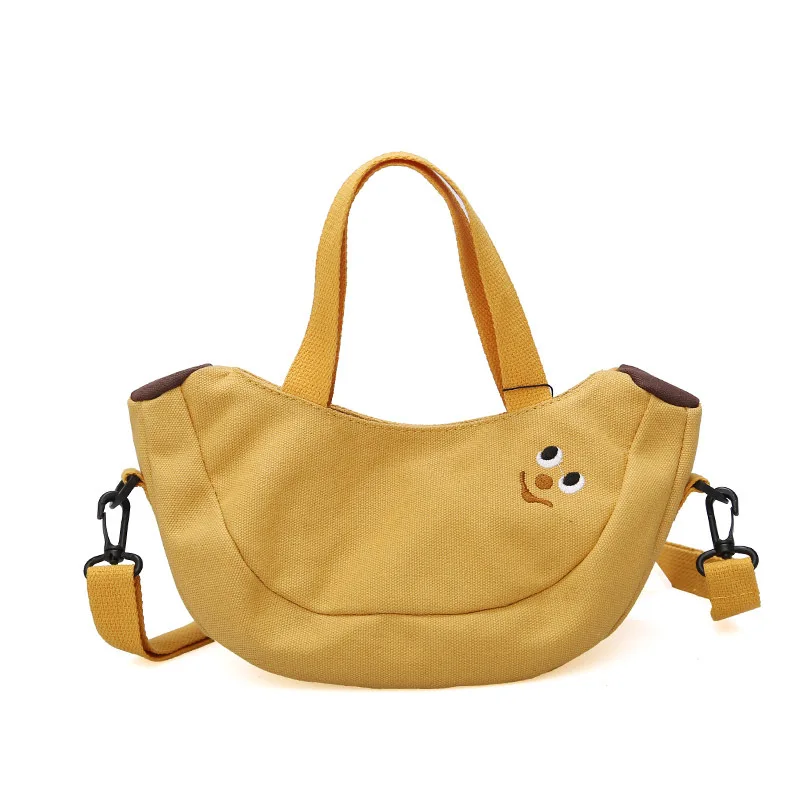 

Cute Cartoon Shoulder Tote Bag Fruit Banana Apple Embroidered Canvas Ladies Crossbody Messenger Bags Women Mini Handbag Purse