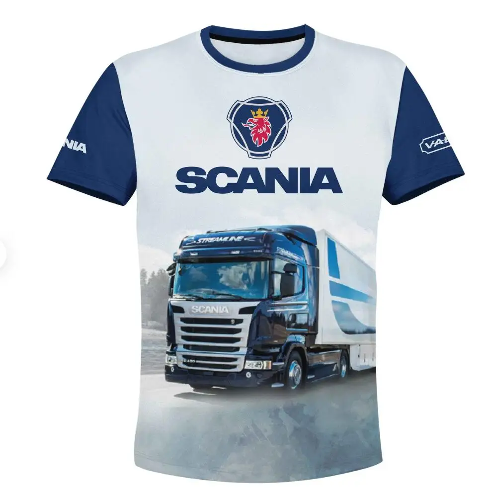 

Футболки летние для мужчин и женщин, уличная одежда с 3D принтом для грузовиков, Scania, модная спортивная футболка оверсайз с круглым вырезом, Детские футболки, топы