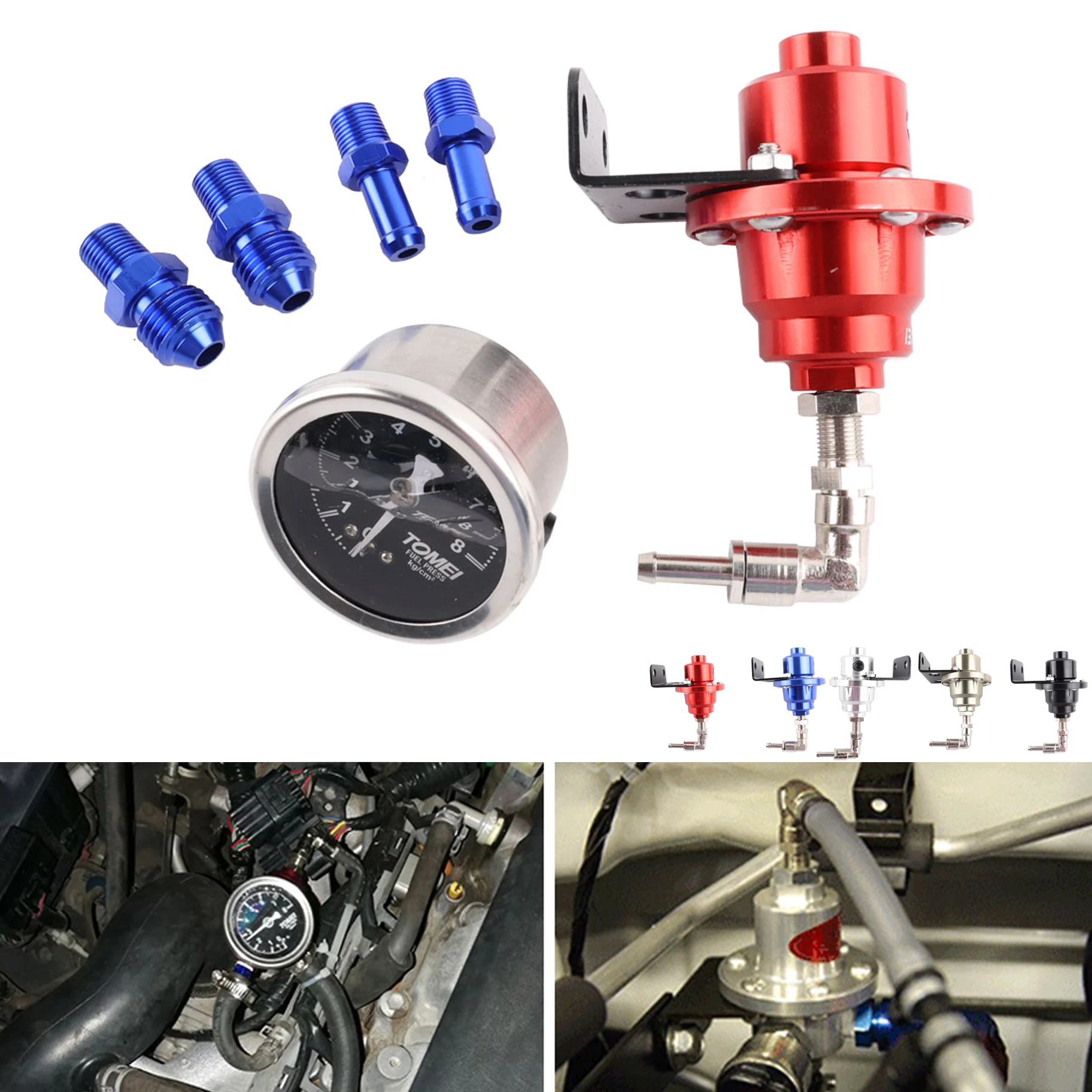 

TOMEI Style Adjustable Fuel Pressure Regulator Universal Jdm Turbo With Original Gauge AN6 1/8 NPT Fitting For Honda