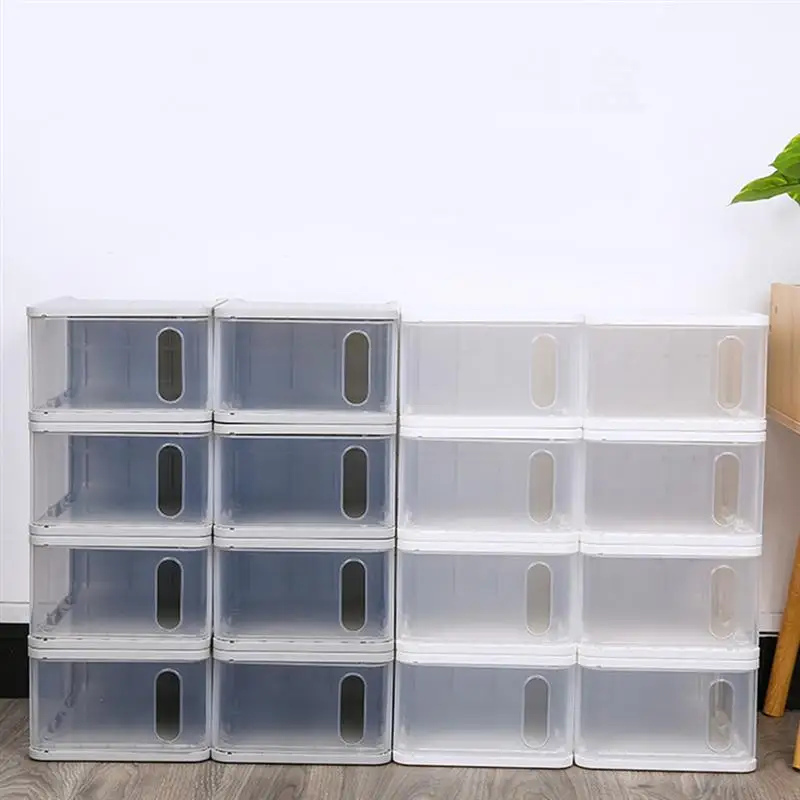 

4Pcs Dustproof Drawer Shoes Box Ventilate Shoes Storage Box Thicken Detachable Storage Container Household Storage Box (Grey)