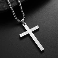 refraction light cross pendant necklace for men women simple stainless steel goldsilverblack fashion jewelry waterproof chains
