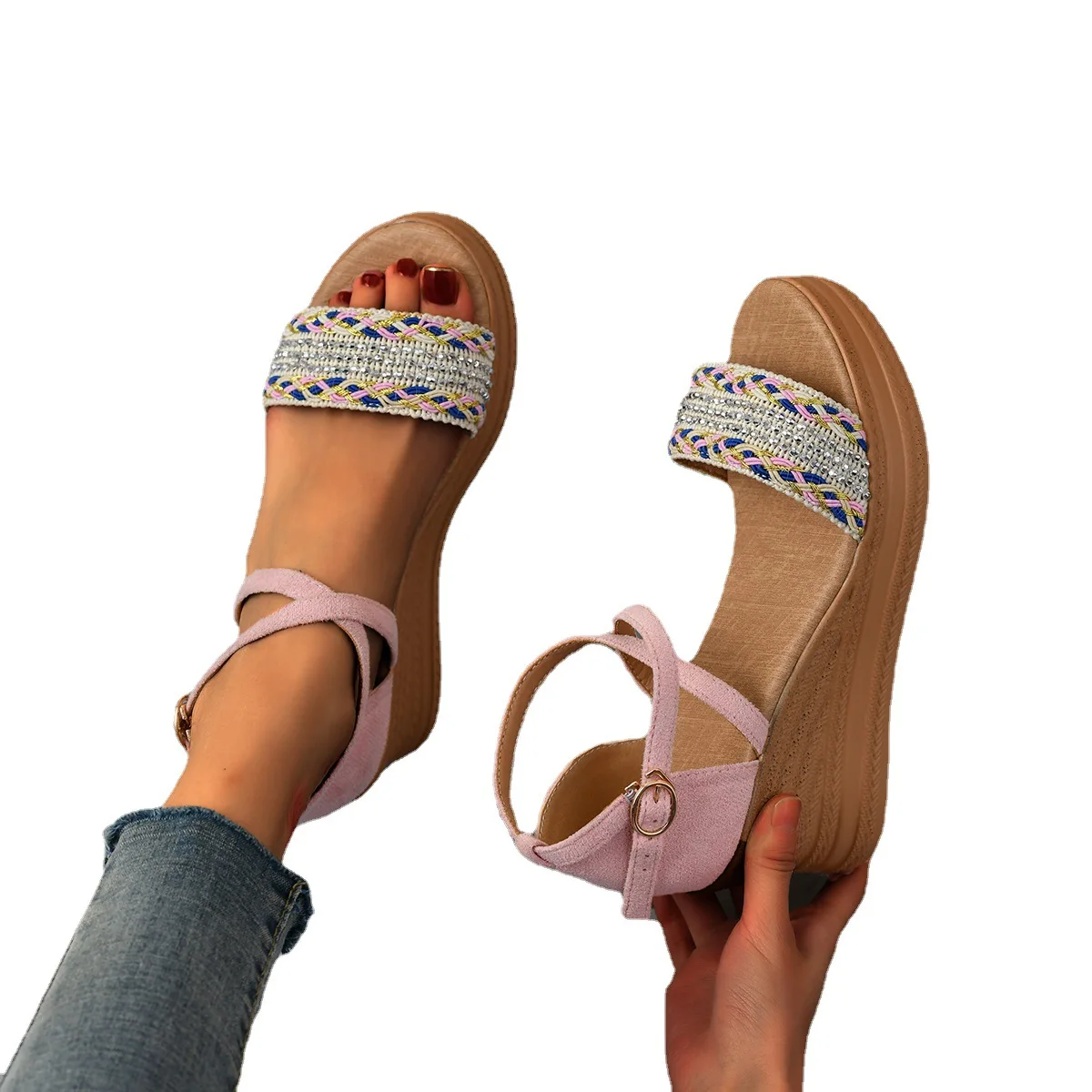 Women's Casual Wedges Sandalias Mujer Summer New Peep ToeHeels Platform Sandals Ladies Light Beach Shoes Zapatos De Mujer