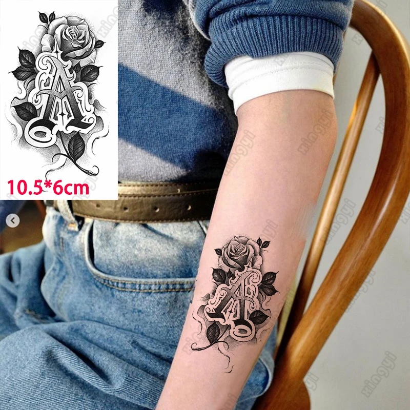 

Водостойкая Временная тату-наклейка, черная роза, пион, Скорпион, маленькая тату со зей мечом, цветок, тату для женщин, детей, боди-арт, искусс...