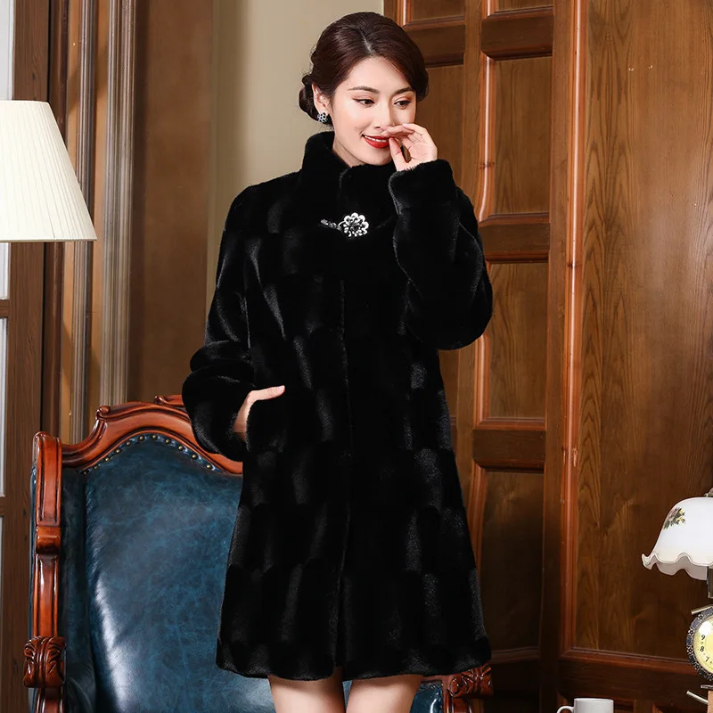 Mink Coats Women Natural Fur Coats Real Mink Fur Coat Female Genuine Fur Jackets Long Ladies Winter Clothes Oversize 7XL 6XL 5XL