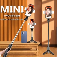 mini wireless bluetooth selfie stick tripod with fill light shutter remote mini extendable 4 in 1 selfie stick 360%c2%b0 rotation
