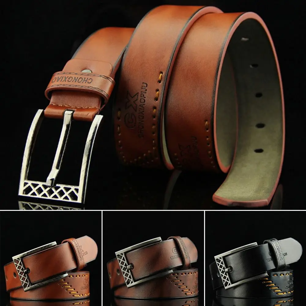 

Ремень мужской кожаный в ковбойском стиле, Модный повседневный винтажный деловой пояс с классической пряжкой