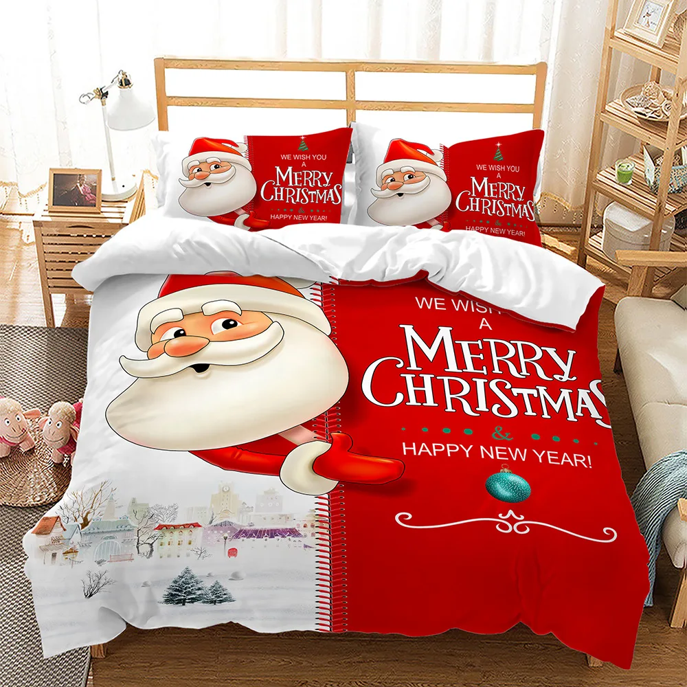 

Рождественский комплект с пододеяльником, снежинка, красный лось, дерево Reineer, королева, королева, двуспальное постельное белье, двойной, односпальный, для детей, взрослых, Новогодний подарок