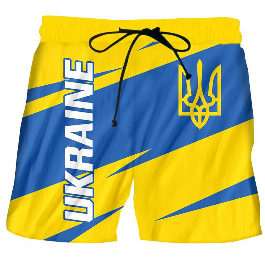 

Blue Yellow Ukraine Flag 3D Print Board Shorts Trunks Summer Casual Quick Dry Beach Shorts Men Hip Hop Short Pants Trousers