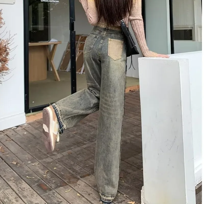 Джинсы женские с бахромой Свободные повседневные брюки из денима завышенной