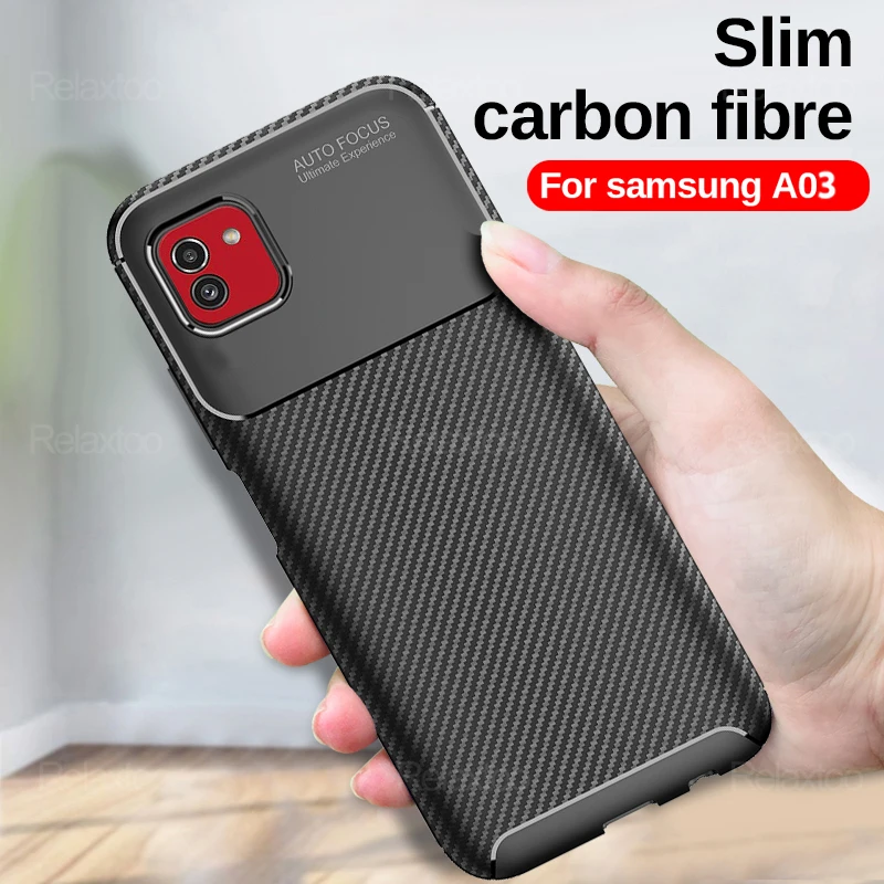 

Samsun A03 чехол из углеродного волокна ТПУ Мягкий силиконовый чехол для телефона Samsung Galaxy A03 6,5 "A 03 ударопрочный защитный чехол Coque