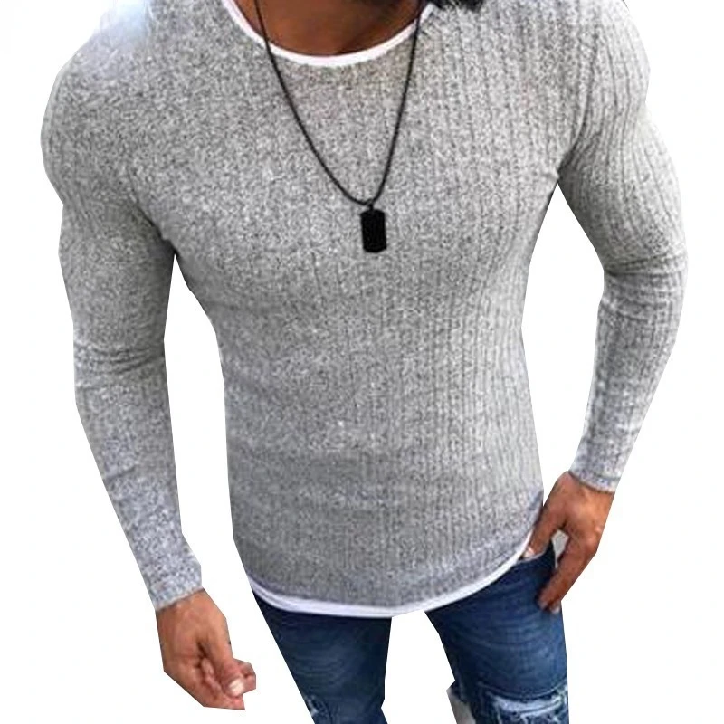 

2022New Men's Autumn Sexy Skinny Sweater Solid Knitted Pullover thin sweaters O-Neck Slim Fit Sweater Pullovers Plus Size S-