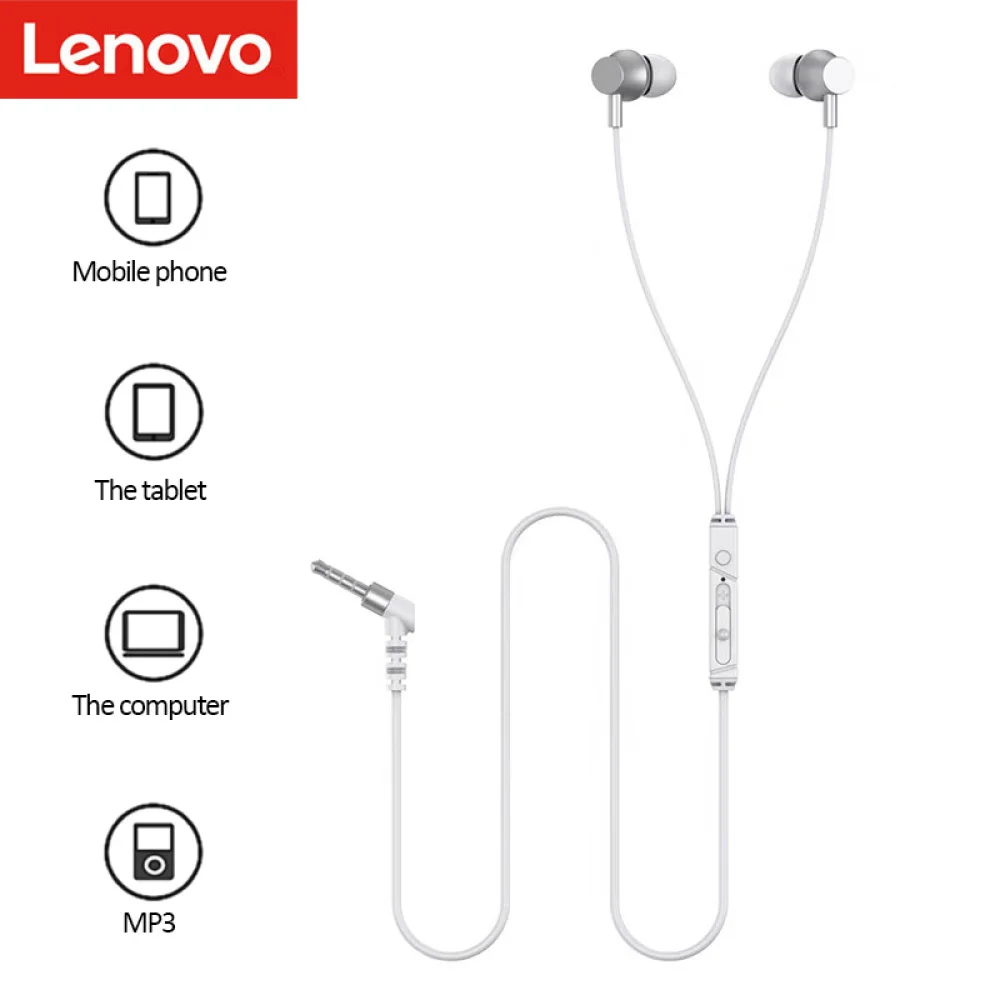 

Original Lenovo QF320 Wired Earphones Heavy Bass 3.5mm In-ear Earbuds with MicVolume Control Compatible For MobilePhone MP3