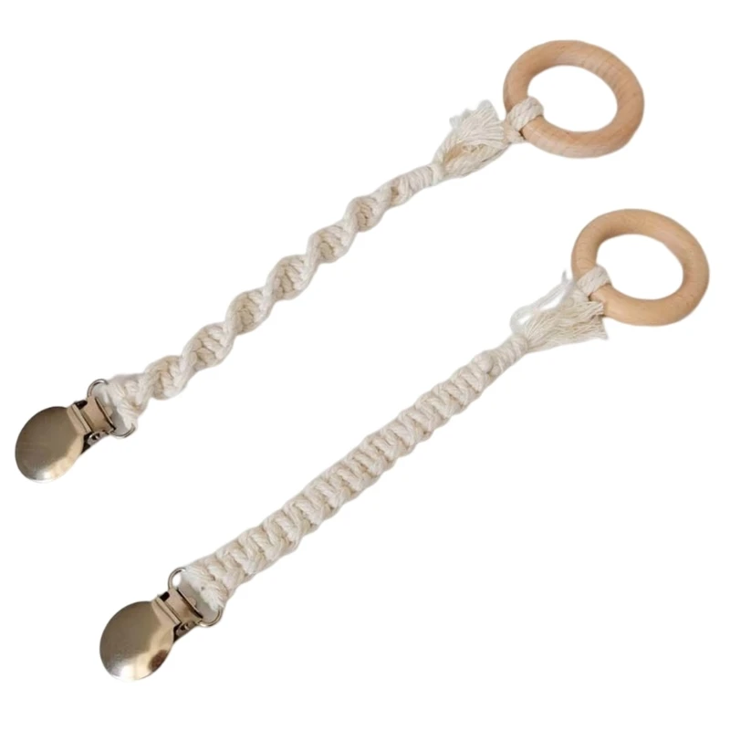 

Pacifier Holder Leash Clip Handmade Braided Cotton Unisex Baby Birthday