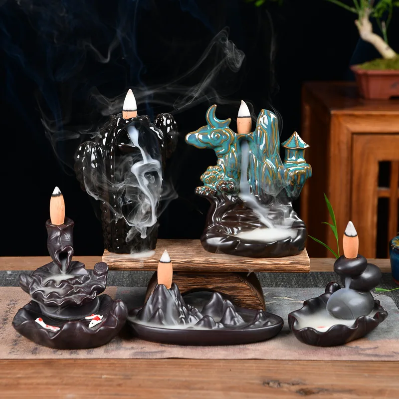 

Ceramic incense burner home indoor creative ornaments backflow incense burner Chinese crafts aromatherapy burner