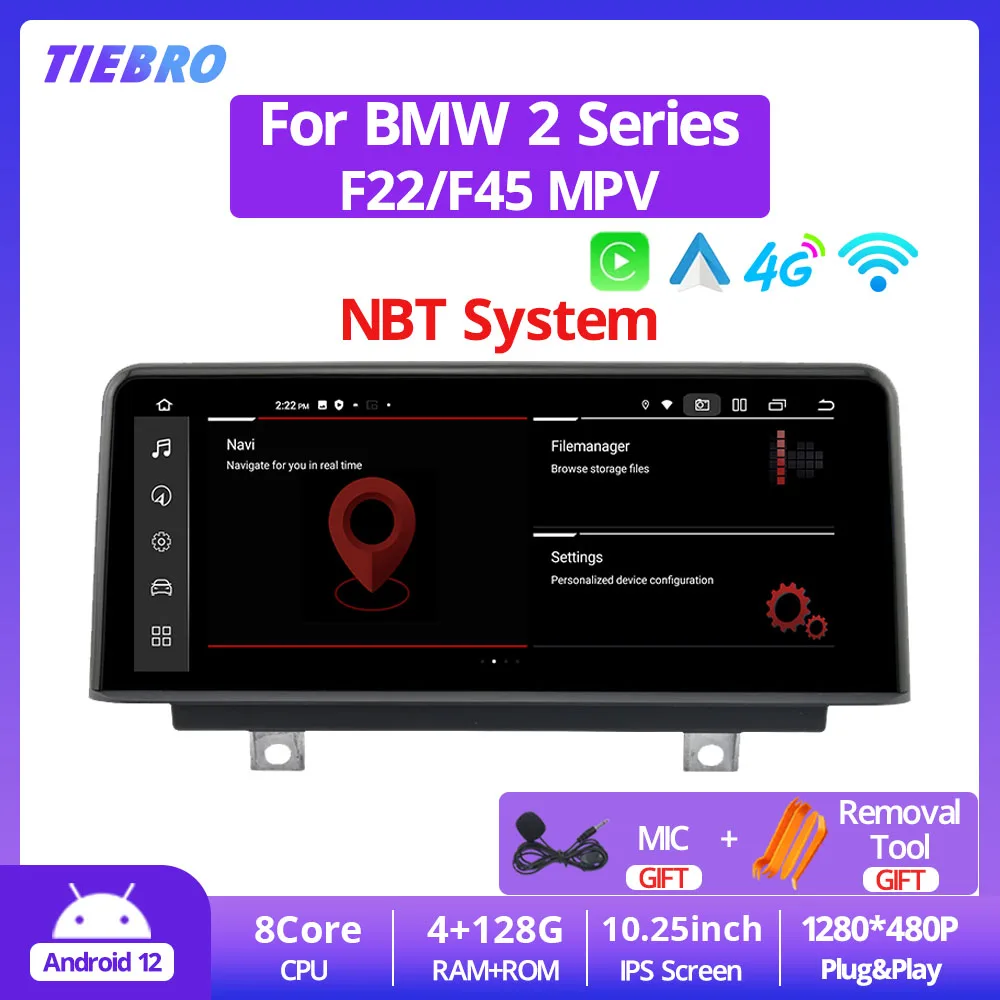 

TIEBRO Android Авто 10,25 дюймов для BMW 2 серии F22 F45 MPV 4G + 128G автомобильное радио Android12 Carplay мультимедийный плеер головное устройство авто