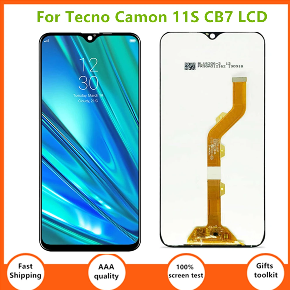 Полный ЖК-дисплей 6,2 дюйма для Tecno Camon 11S CB7, ЖК-экран и сенсорная панель, стеклянный дигитайзер в сборе, сменный дисплей Camon 11s