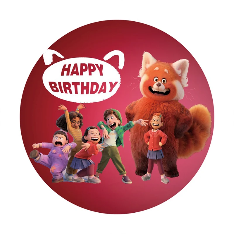 

Custom Disney Turning Red Circle Round Background Turning Red Happy Birthday Party Decoration Photography Backdrop Banner