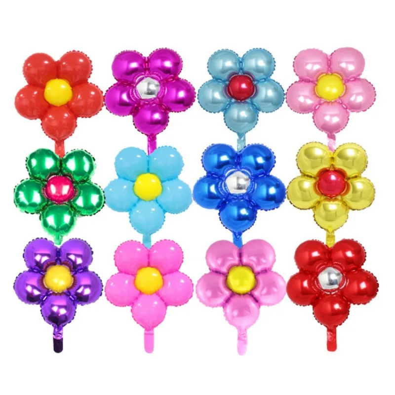 Шарик круглый из алюминиевой мембраны с пятью лепестками украшение для