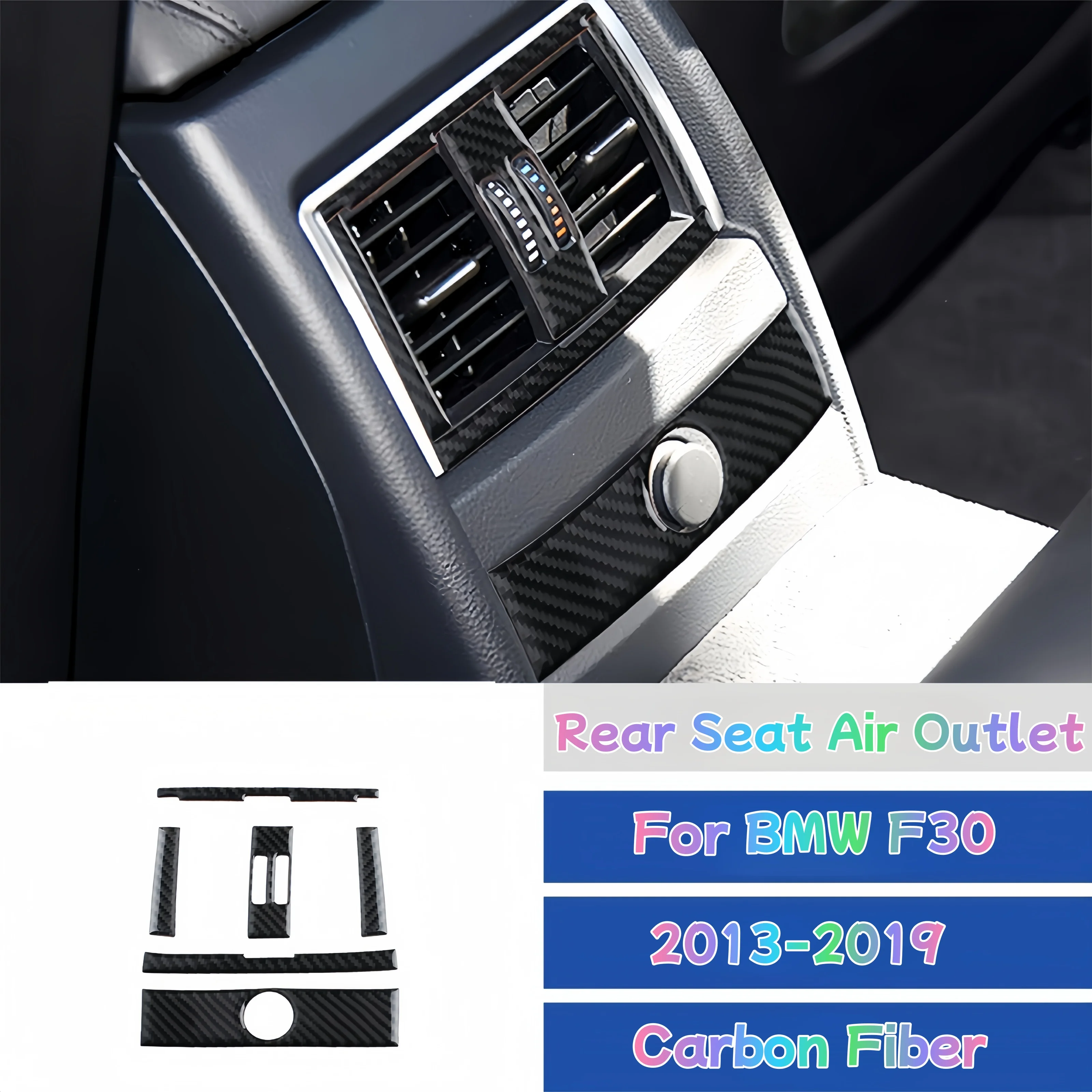 

Аксессуары для BMW F30 3 серии 2013-19, защитная накладка из углеродного волокна для защиты салона автомобиля от выхода воздуха на заднее сиденье, декоративная наклейка