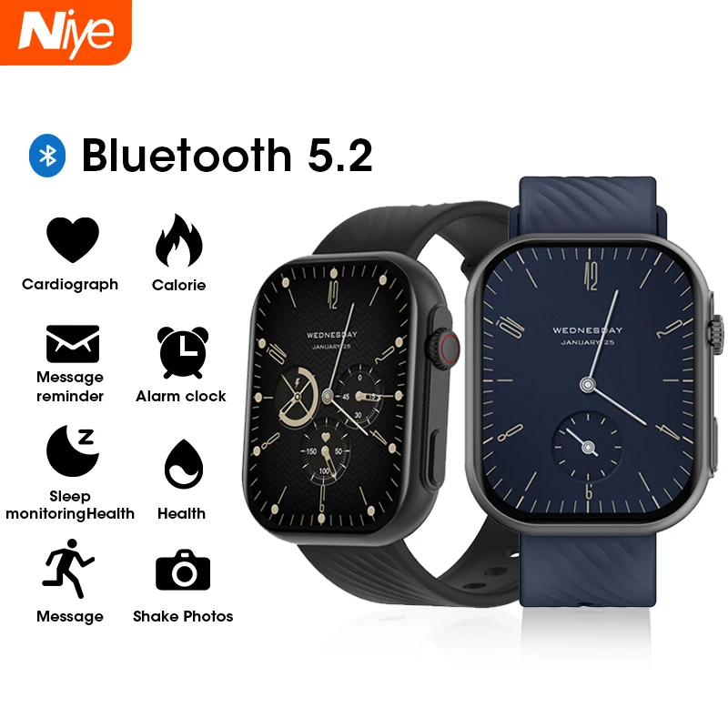 

New 2.0 Inch HD Large Screen Smart Watch Bluetooth5.2 Call Bracelet Heart Rate Sleep Pedometer Sport Smart Watch IP67 Waterproof
