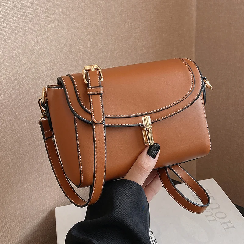 

Designer Shoulder Bag Women Vintage Brown Flap Messenger Bag Female Simple Solid Crossbody Bags for Girls Japanese Small Bags