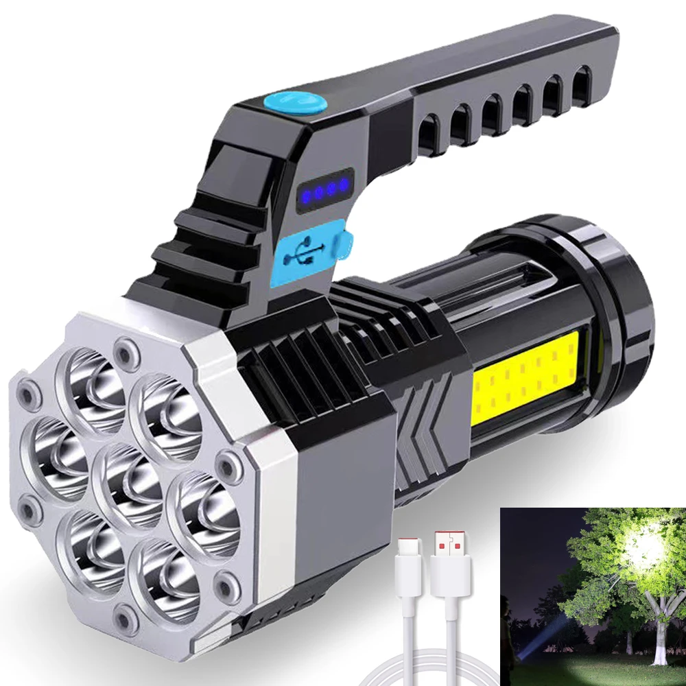 

ZK30 LED Flashlight Powerful USB Rechargeable Torch Handheld Portable Outdoor Lamp Built-in Battery COB 7 LED Flashlights
