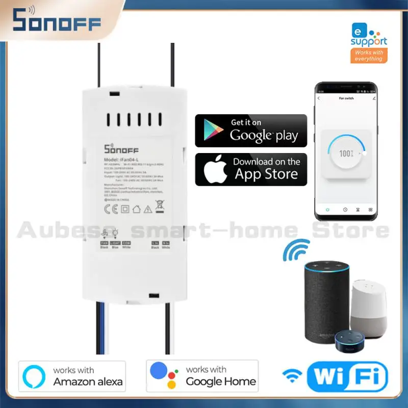 

Sonoff IFan04 Smart Wifi Plafond Ventilator & Light Controller RF 433Mhz Smart Switch Wireless App EWELink Remote Control Alexa