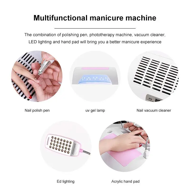 

5 In 1 Nail Polisher Nail Dryer Electric Nail Drill Multi-use Manicure Machine Vacuum Cleaner Uv Led Nail Lamp Nail Dryer