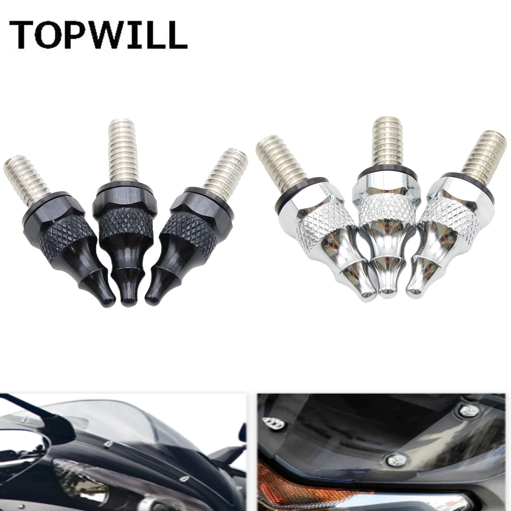 Набор крепежных болтов для лобового стекла мотоцикла черный/хром Harley Touring Street