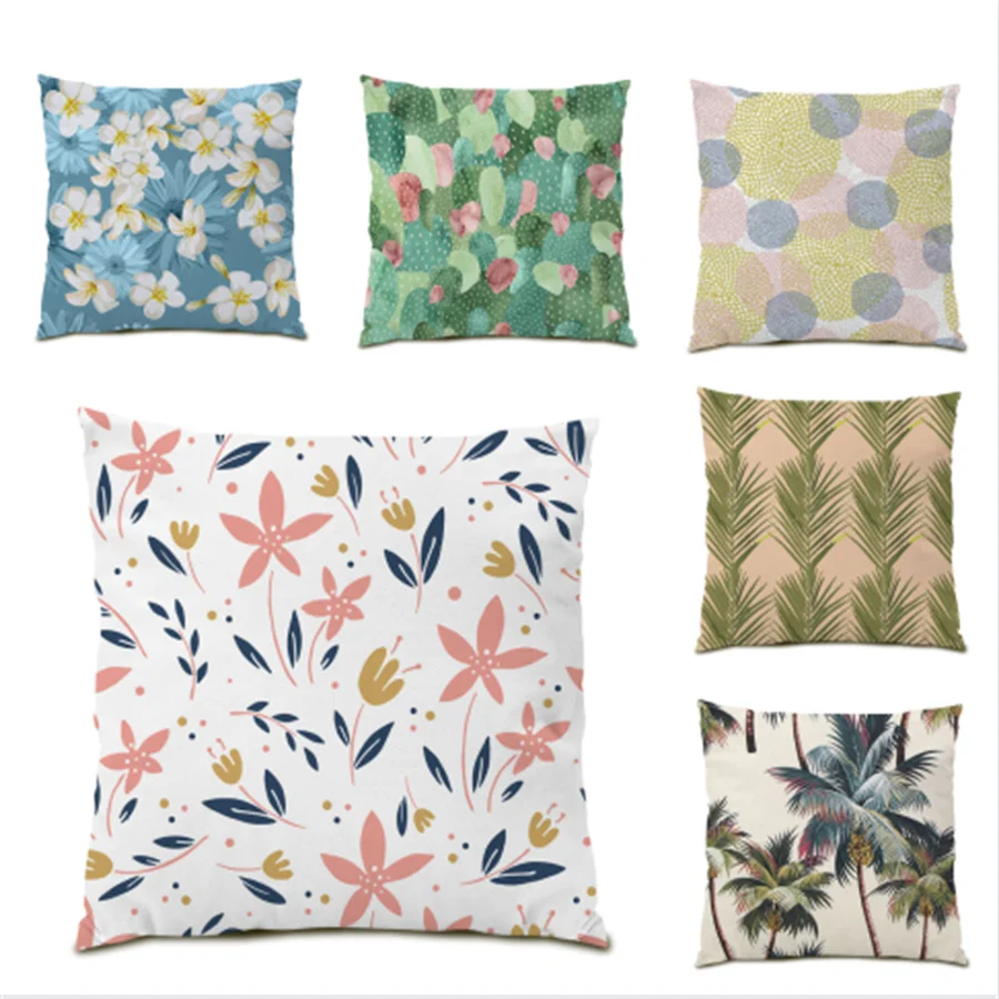 

Cushion Cover 45x45 Cushions Covers Simple Decorative Pillow Cases Polyester Linen Home Velvet Fabric Pillowcase Flower E0231