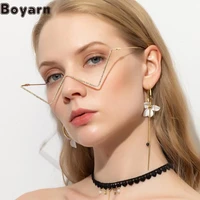 boyarn personalized non chip metal diamond rimmed glasses womens fashion european american ins style half frame street shot v s