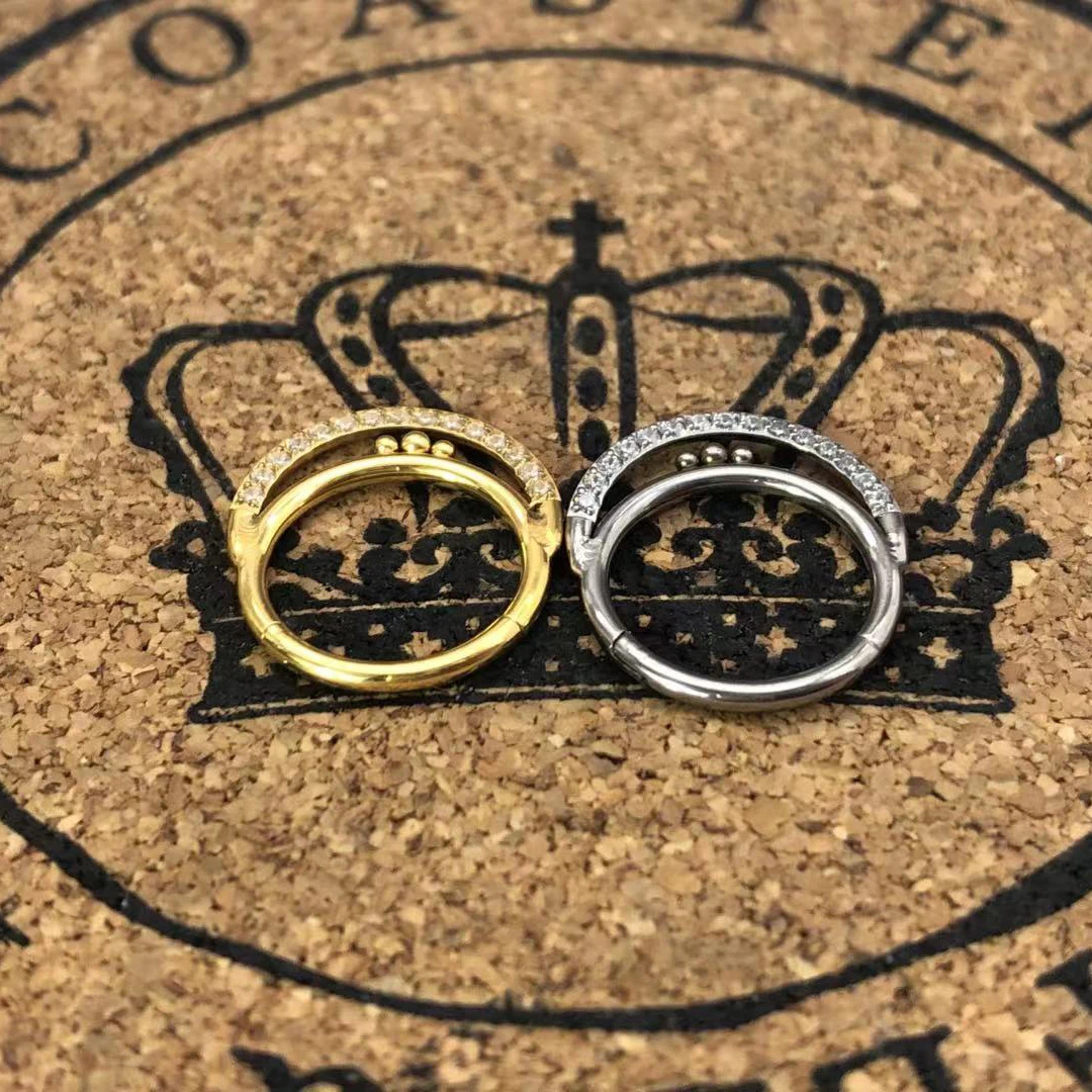 Piercing Septum Clicker Cartilage G23 Titanium Hinged Segment Surgical Nose Rings Hoop Earrings for Women Zircon Body Jewelry