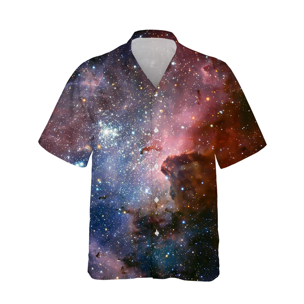 3D Harajuku Galaxy Universe Print Mens Hawaiian Shirt 3d Space Nebula Pattern New Male Casual Loose Oversized Aloha Shirt S-5XL