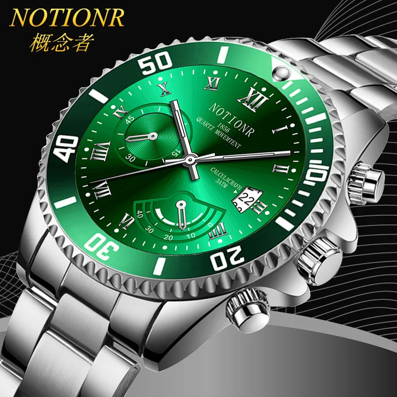 

New Men's Waterproof Watch Men's Stainless Steel Luminous Calendar Quartz Watch Relojes Para Hombre