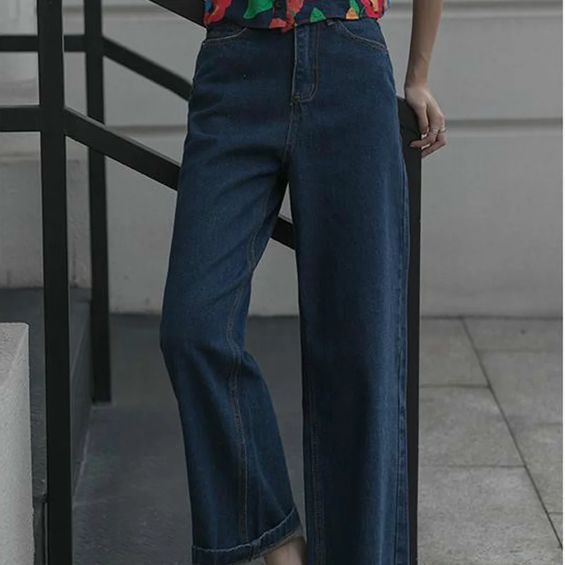 Jeans Women 2022 New Summer Thin Section Was Thin Korean Version of High Waist Wild Loose High Waist Nine-point Wide-leg Pants