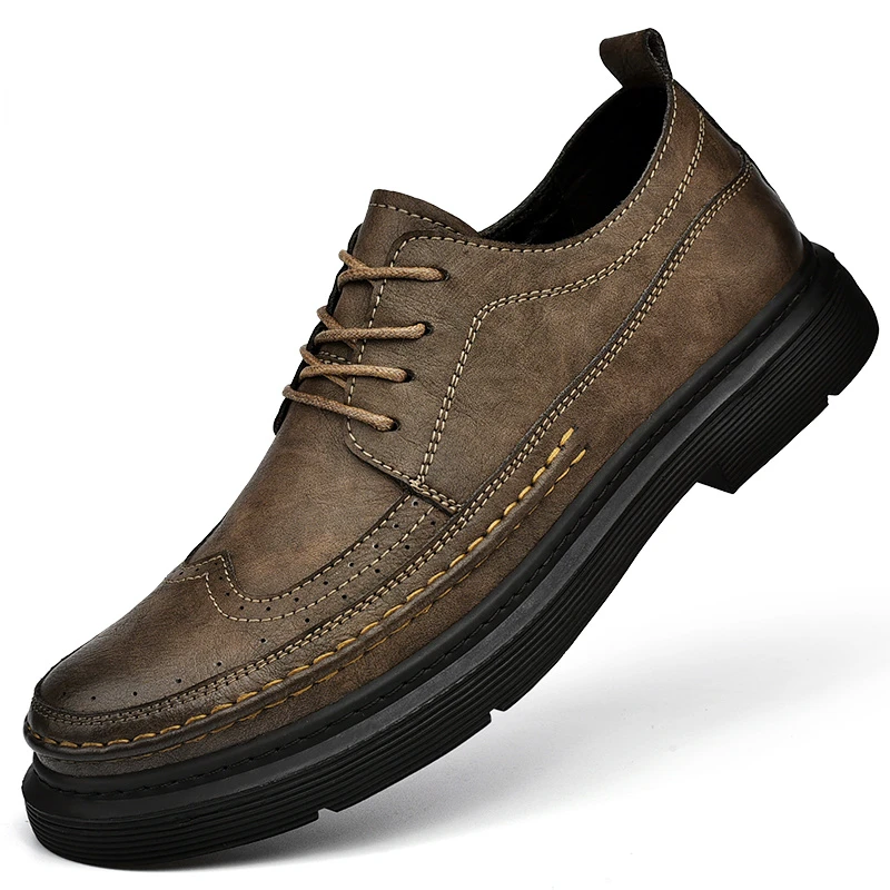 

Туфли мужские из натуральной кожи, роскошные оксфорды, броги, на шнуровке, повседневная обувь для отдыха, британский стиль, большие размеры 38-46