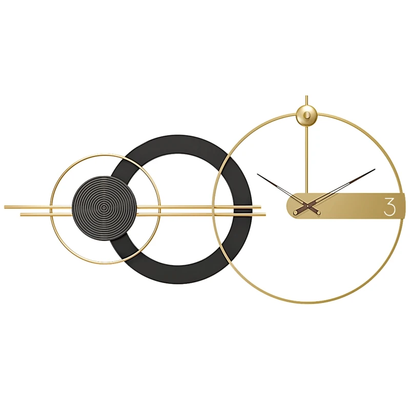 

Золотистые металлические настенные часы, украшение для гостиной, электронные тихие большие настенные 3d-часы, настенные часы
