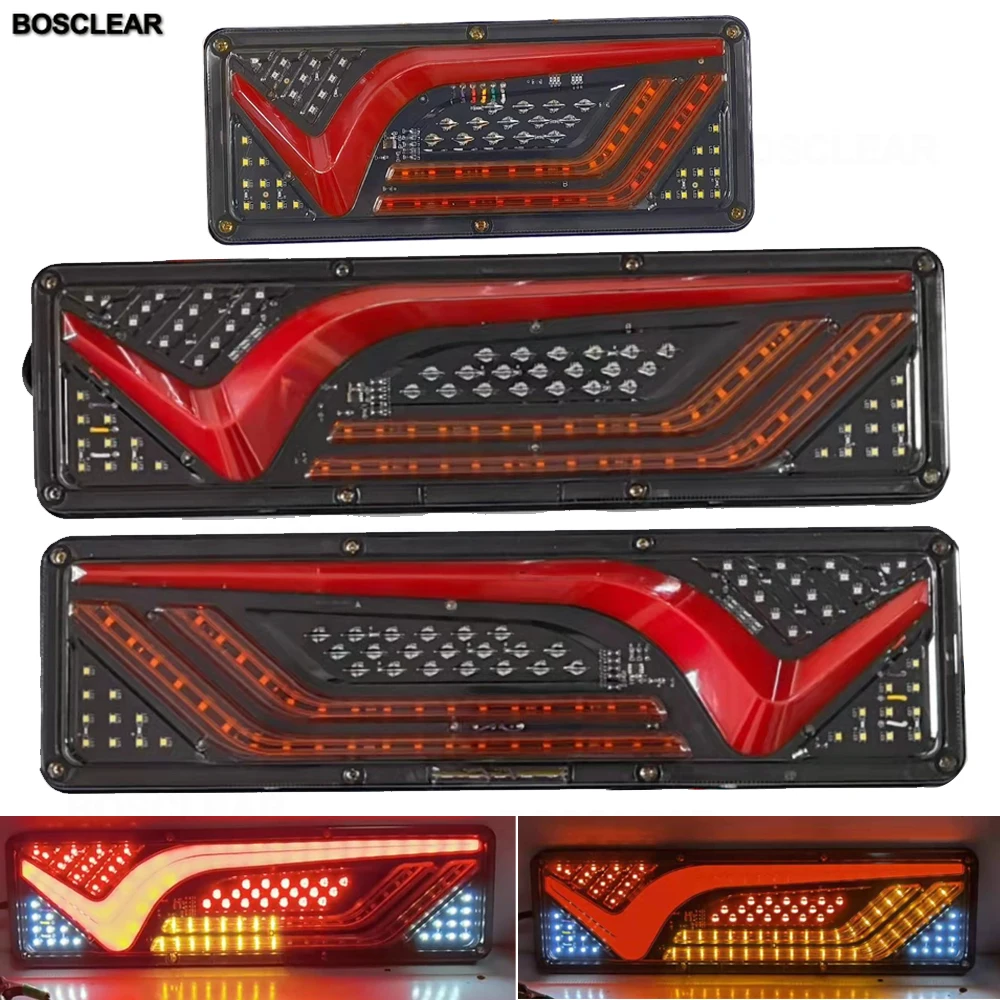 2PCS 12/24V Dynamic LED Car Truck Tail Light Turn Signal Rear Brake Light Reverse Signal Lamp Tractor Trailer Lorry Bus Campers