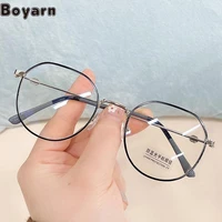 boyarn trendy new metal anti blue light glasses mens and womens personality irregular glasses frame korean version lightweight