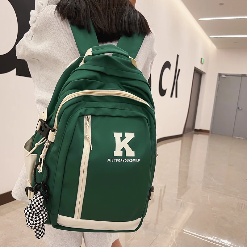

Fashion High-capacity Teenager Bookbag Girls Boys Schoolbag Women High School Waterproof Black Laptop Backpack