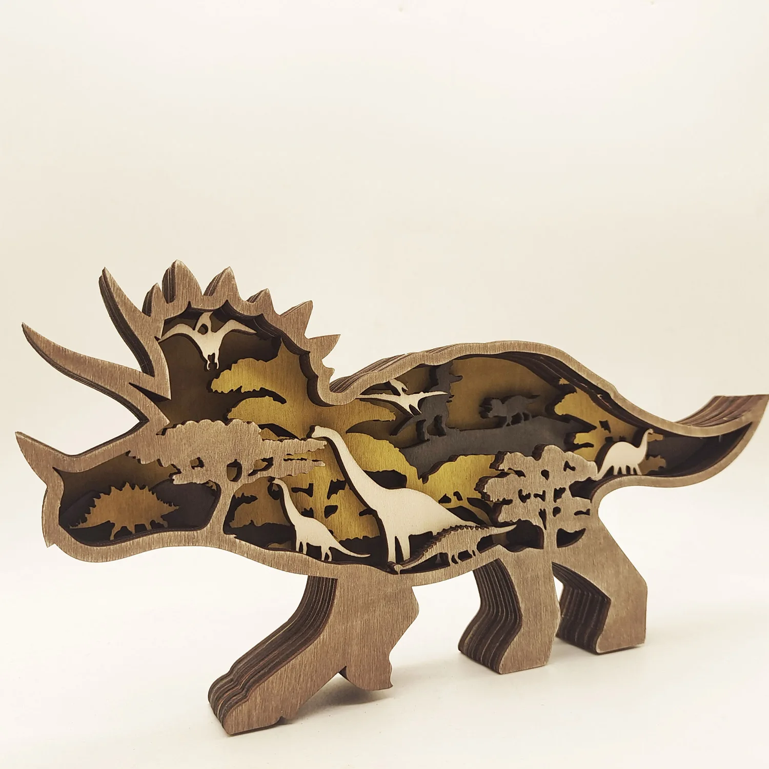 

Mother's Day Gift Wooden Hollow Animal Carving Crafts Desktop Sculpture 3D Dinosaur Modeling Creative New Year Decorations